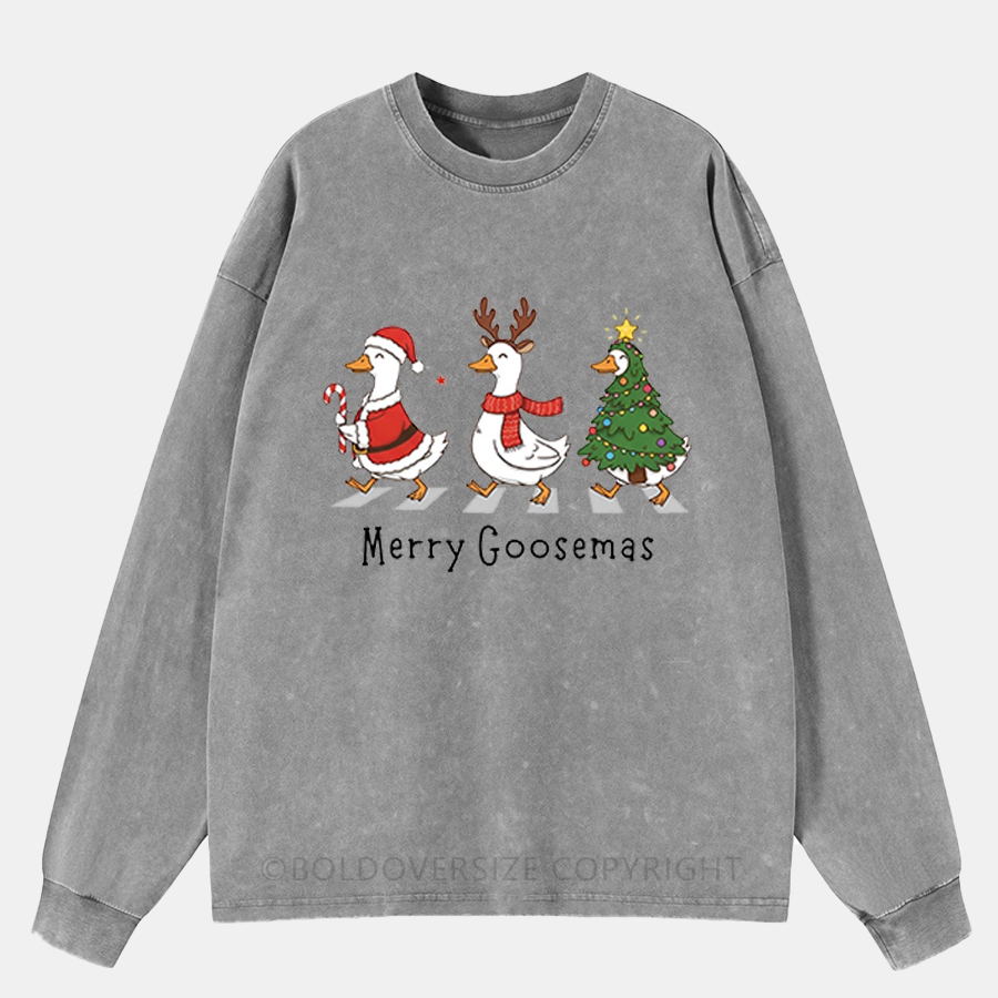 Vintage Merry Goosemas Washed Long Sleeve Shirt