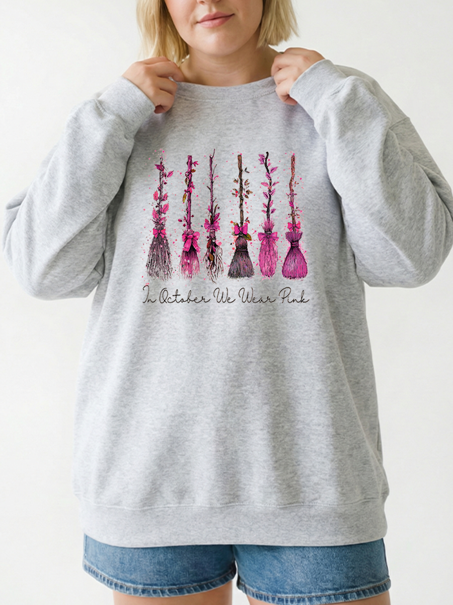 Vintage In October We Wear Pink Graphic Sweatshirt