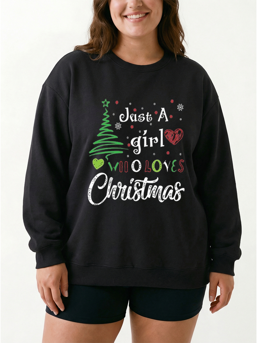Vintage Just A Girl Who Loves Christmas Graphic Sweatshirt