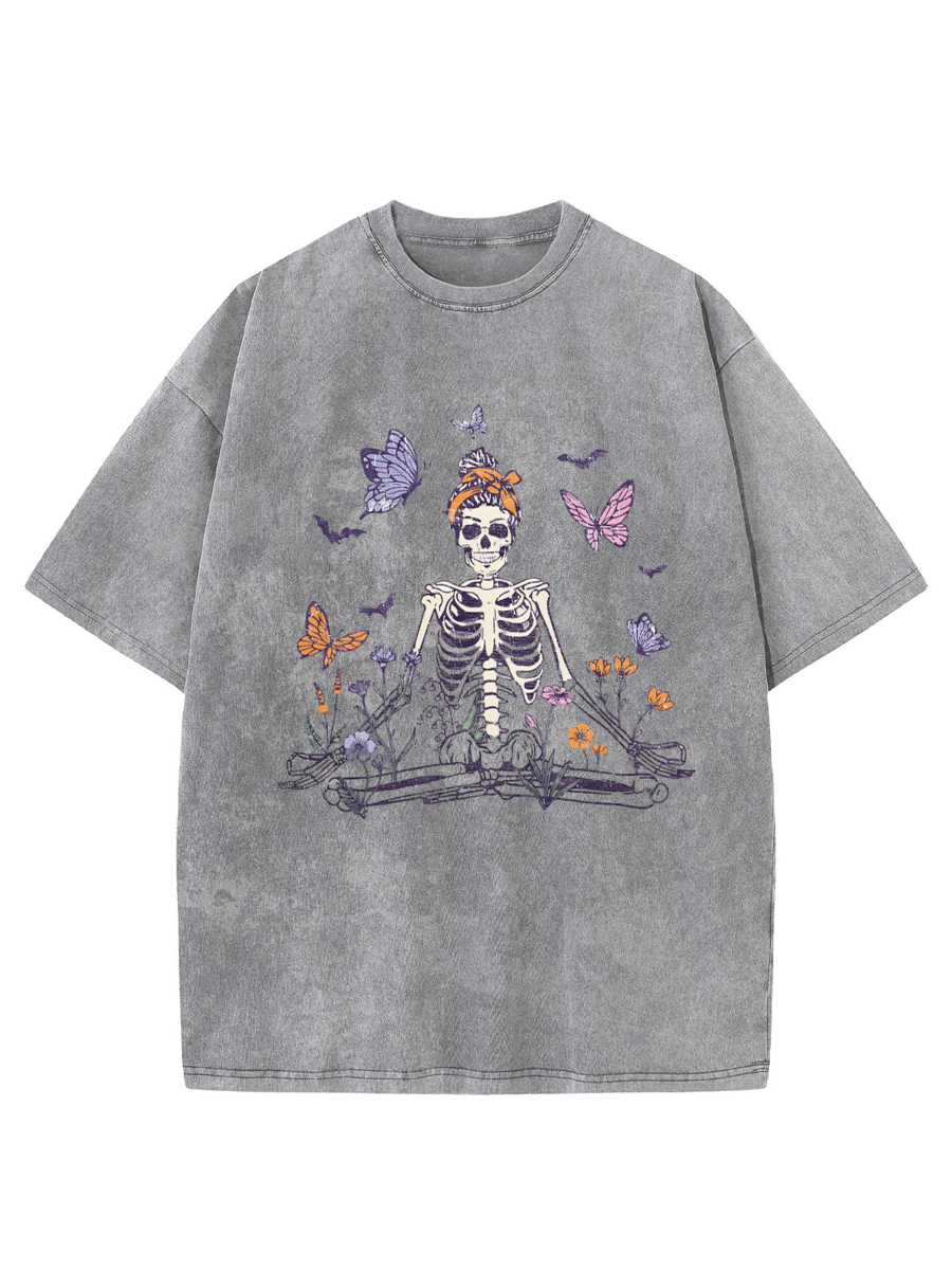 Vintage Meditating Skeleton Washed T-Shirt