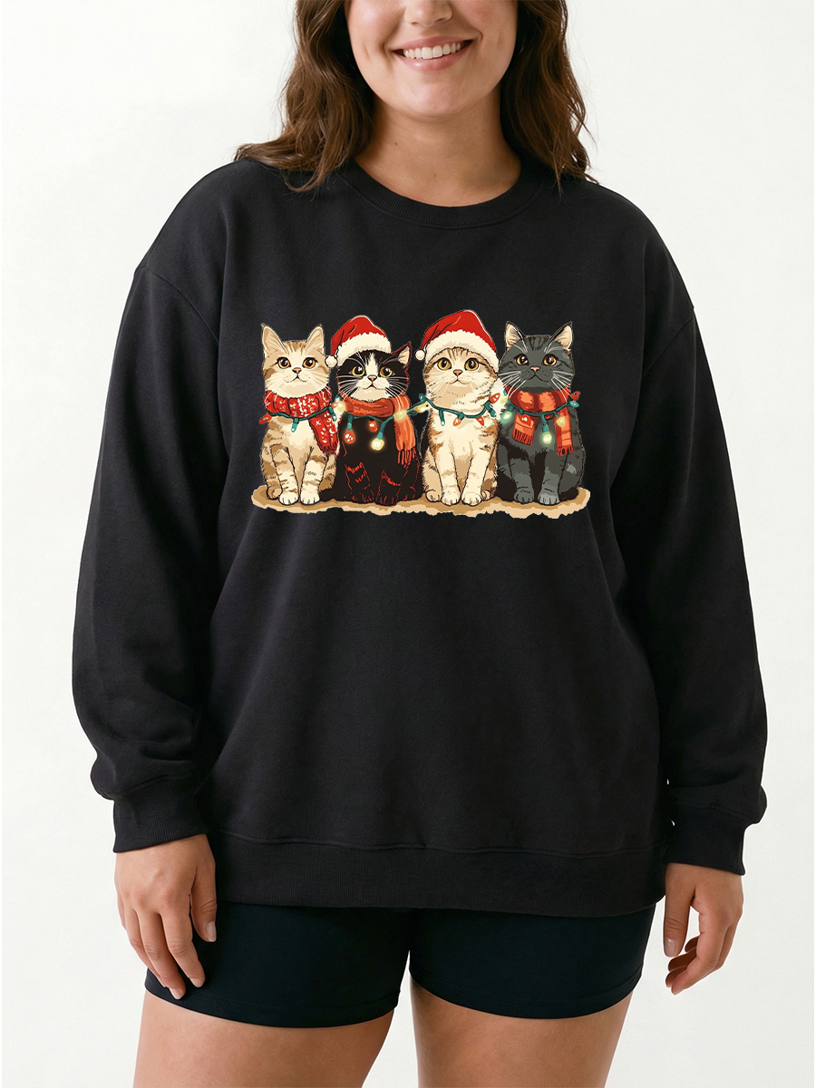 Christmas Cute Cats Graphic Sweatshirt