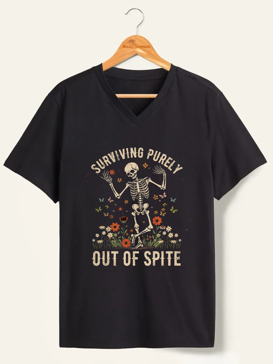 Vintage Surviving Puerly Out Of Spite V-Neck Tee