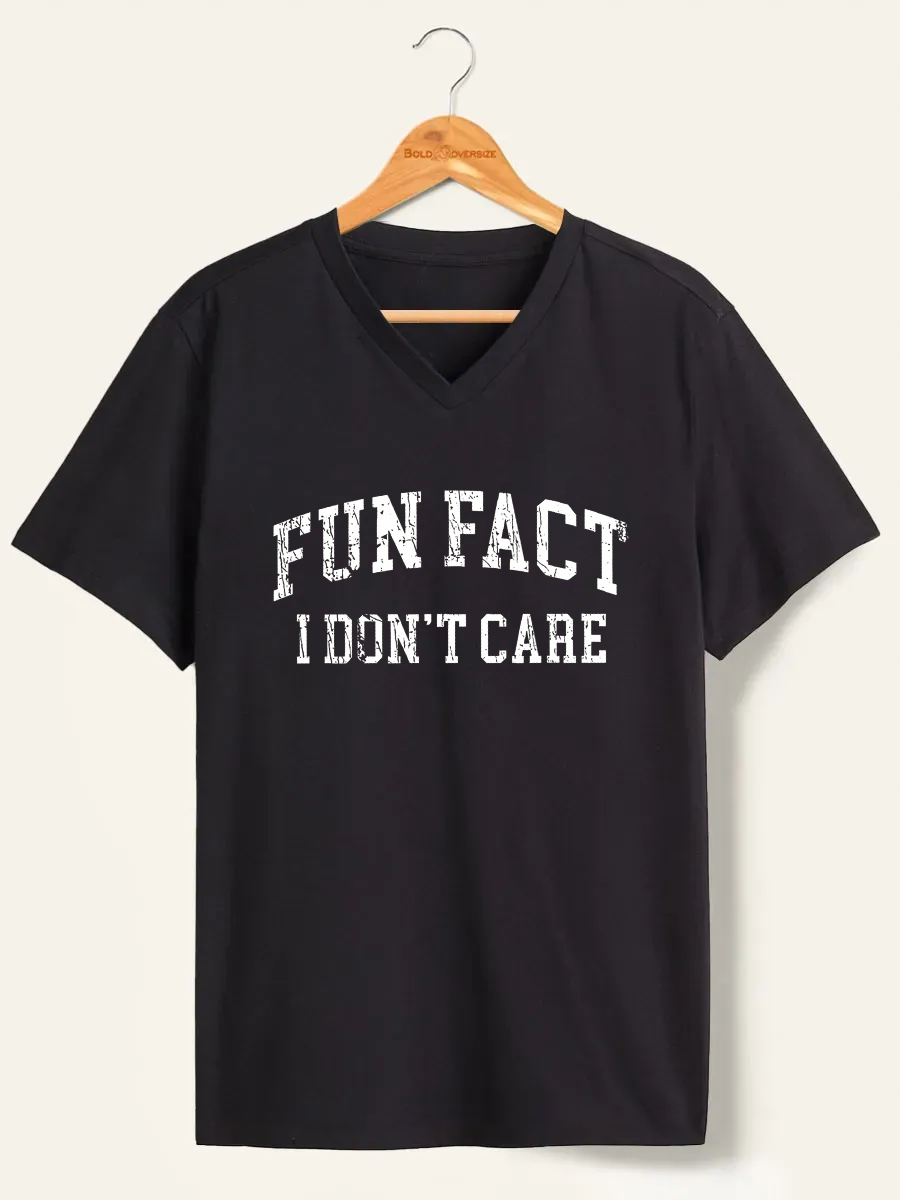 Vintage Fun Fact I Dont Care V-Neck Tee