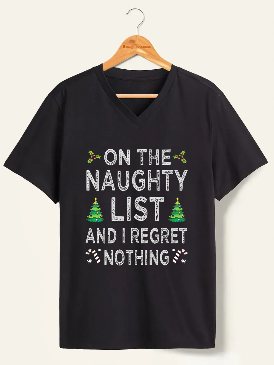 Vintage On The Naughty List And I Regret Nothing V-Neck Tee 