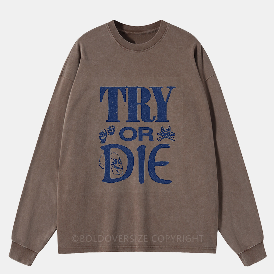 Vintage Try Or Die Washed Long Sleeve Shirt