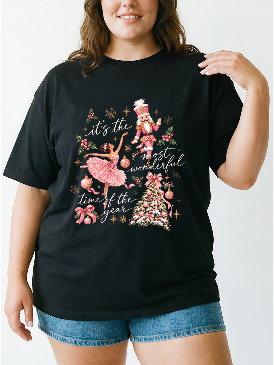 Vintage Nutcracker Christmas Oversize Graphic Tee
