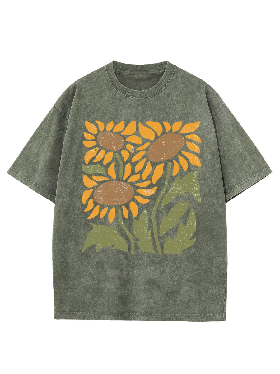 Vintage Boho Sunflower Washed T-Shirt