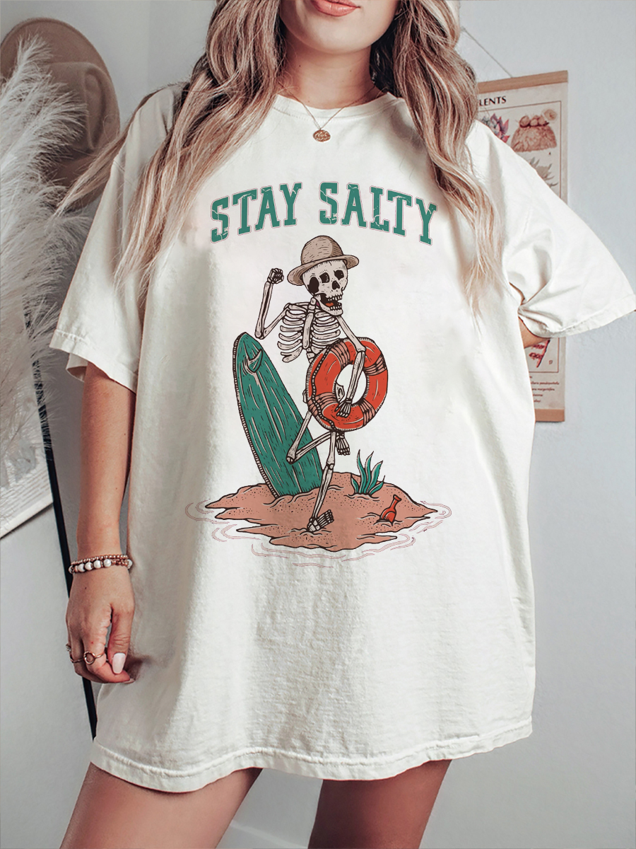 Vintage Stay Salty Skeleton T-Shirt