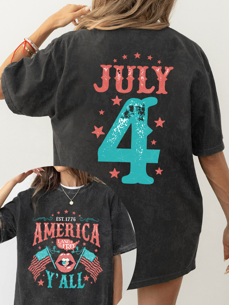 Vintage Land of the Free 4th of July Washed T-Shirt