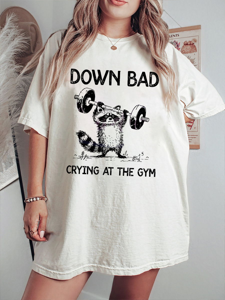Vintage Raccoon Down Bad Crying At The Gym T-Shirt