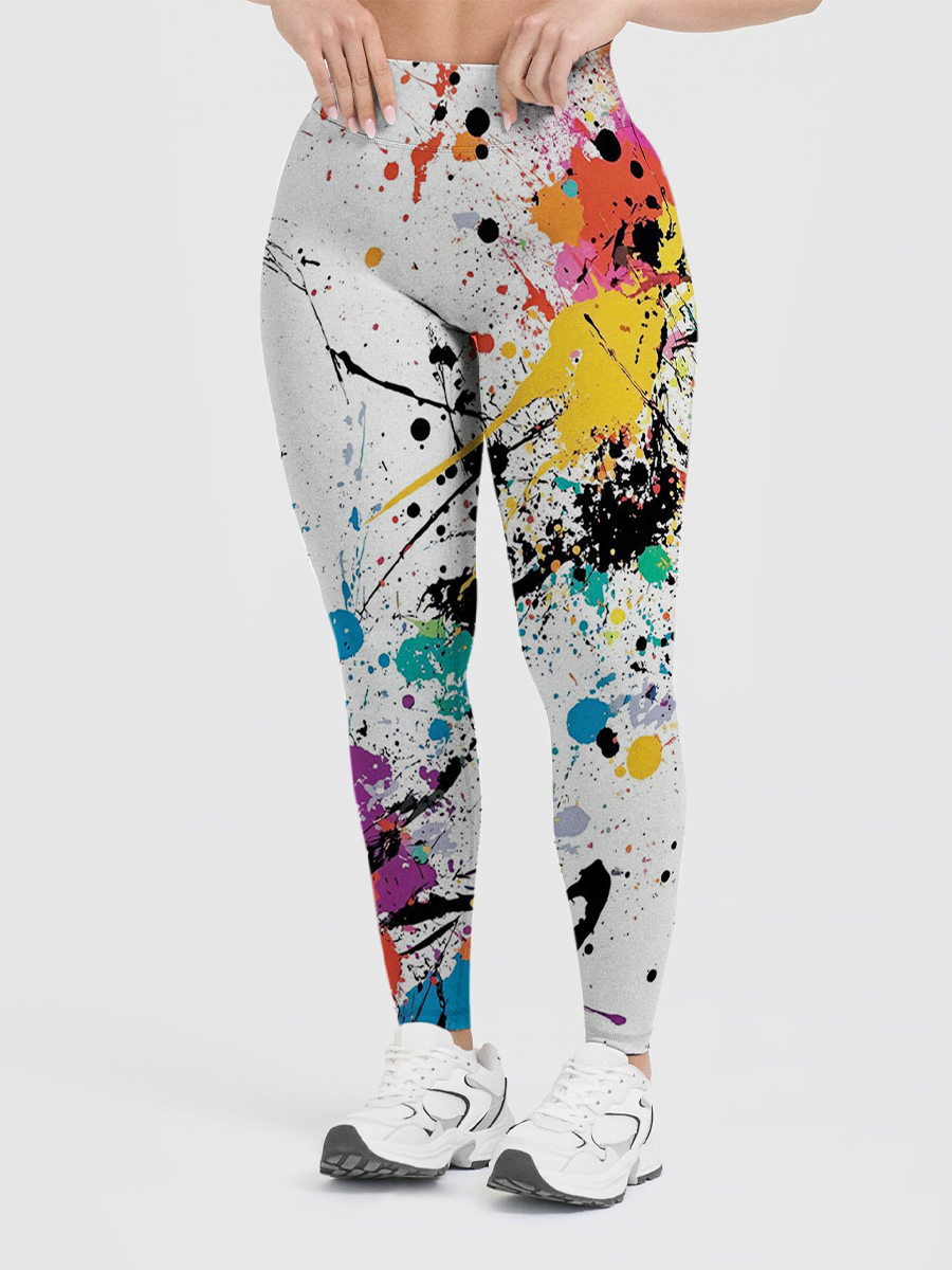 Vintage Vibrant paint splatter Leggings