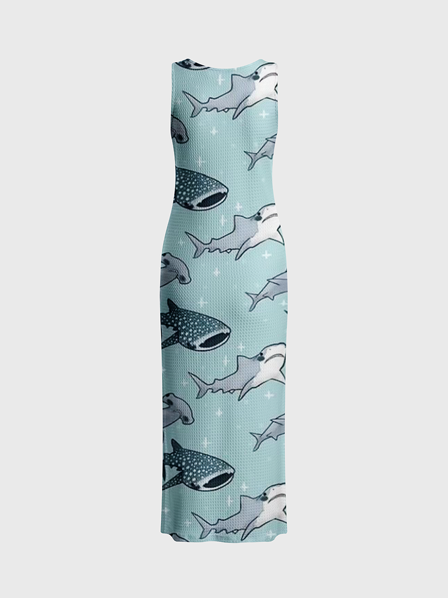 Whale Shark Open Stitch Midi Dress