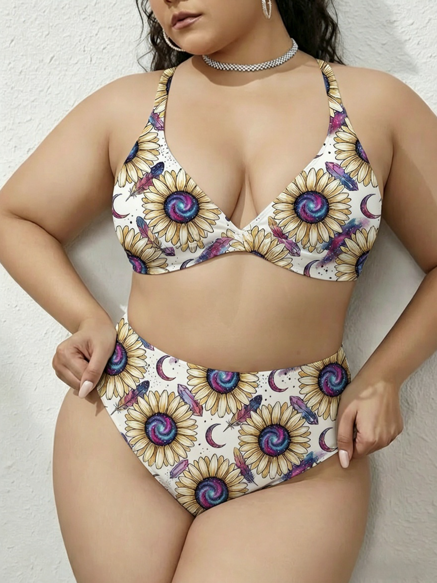 Vintage Daisies With Galaxy Centers Strappy Two-Piece Swimsuit