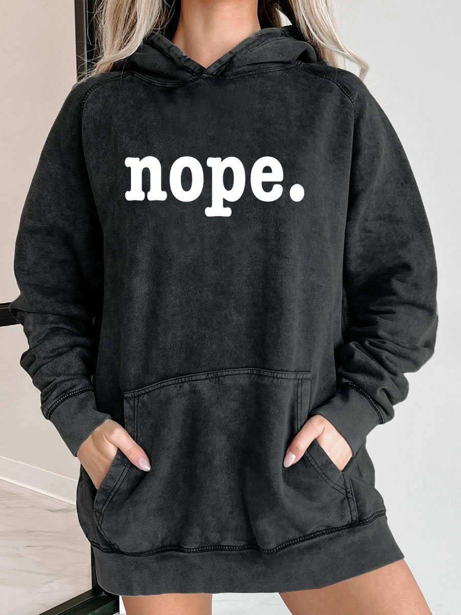  Plus Size Nope. Washed Hoodie