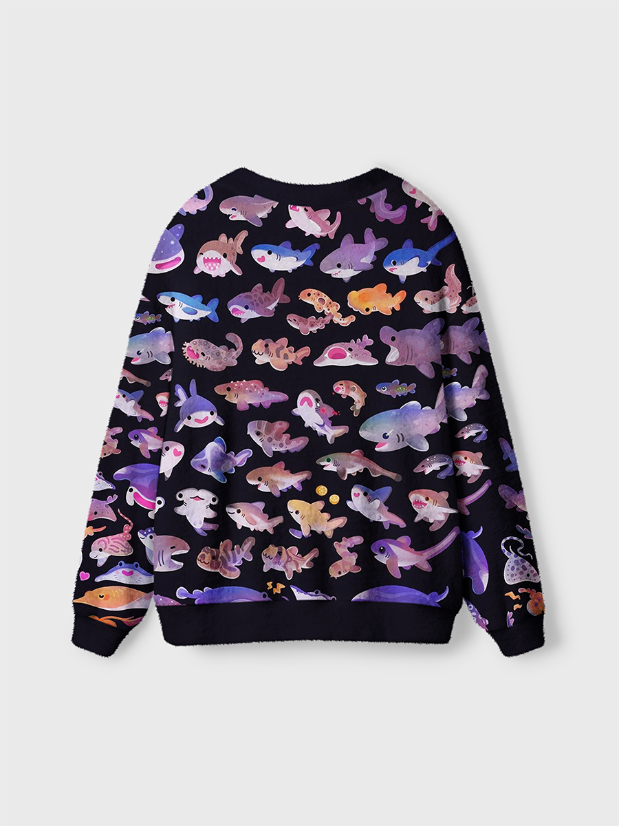 Vintage Cute Pastel Shark & Stingray Cardigan Sweaters