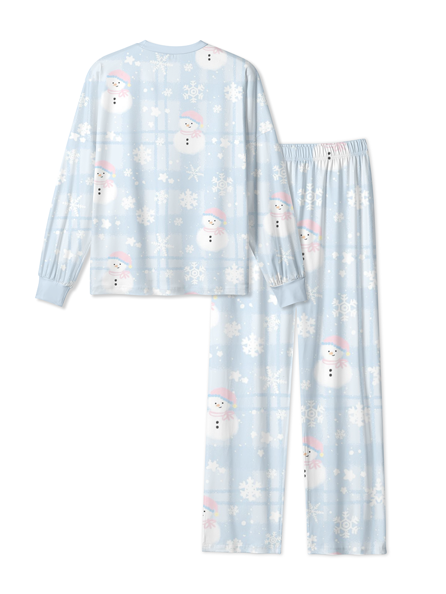Vintage Adorable Little Snowman and Snowflakes Pajamas