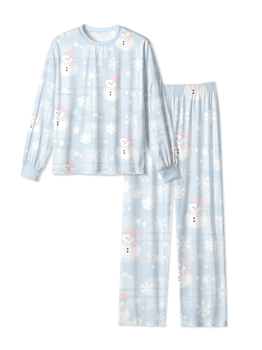 Vintage Adorable Little Snowman and Snowflakes Pajamas