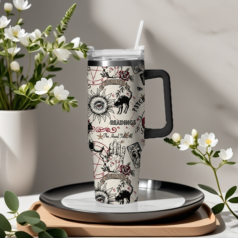 Vintage Crystal Ball Black Cat 40oz Tumbler