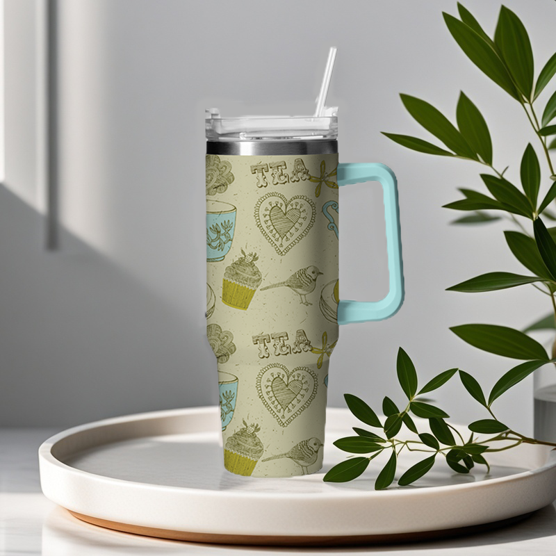 Vintage Bird Tea And Cake 40oz Tumbler