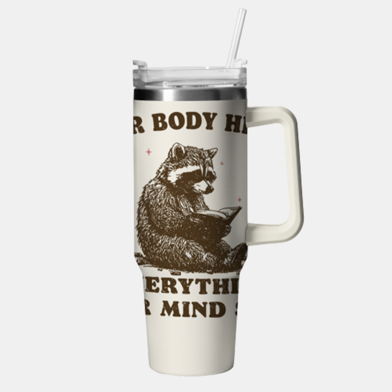 Vintage Reading Raccoon 40oz Tumbler