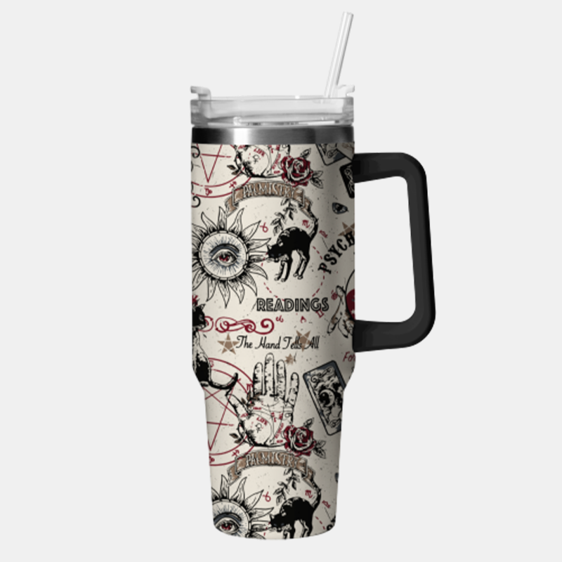 Vintage Crystal Ball Black Cat 40oz Tumbler