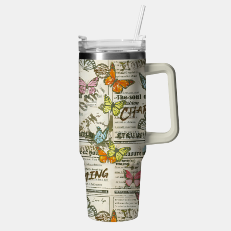 Vintage Butterfly Newspaper 40oz Tumbler