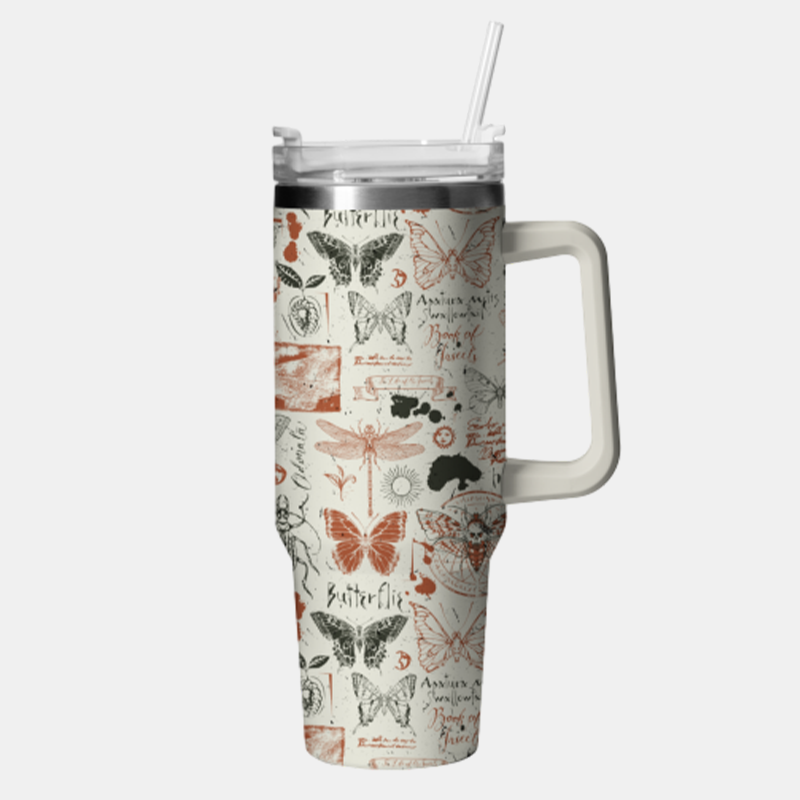 Vintage Butterflies Dragonflies And Skeletons Tumbler