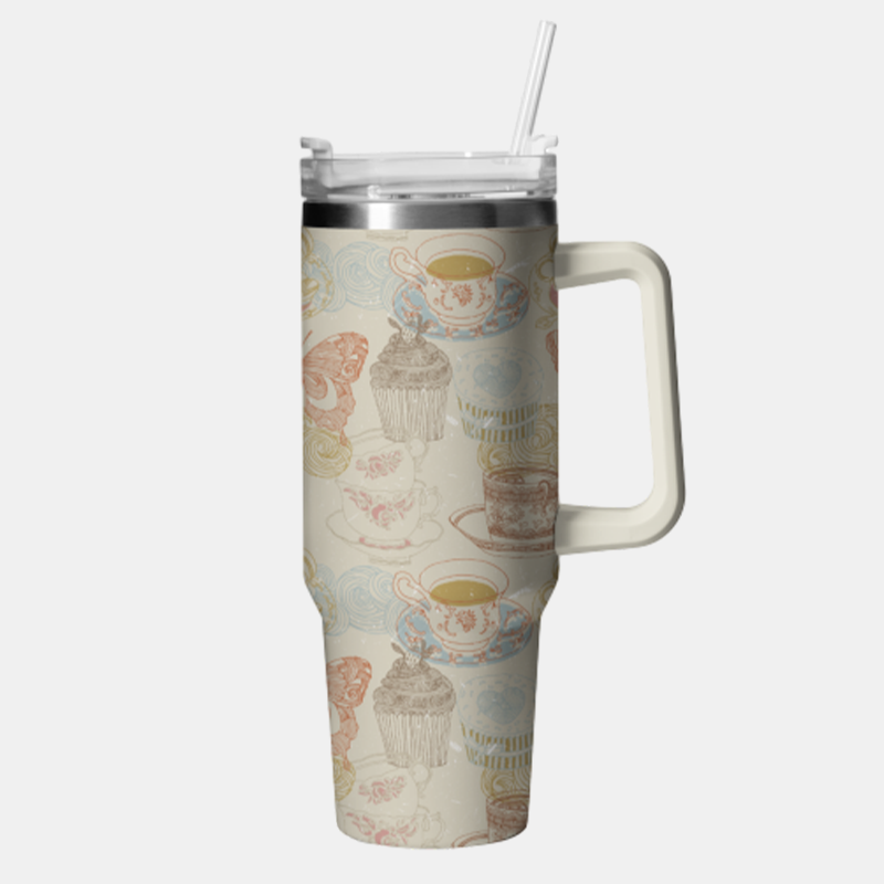 Vintage Coffee Cake And Butterfly 40oz Tumbler