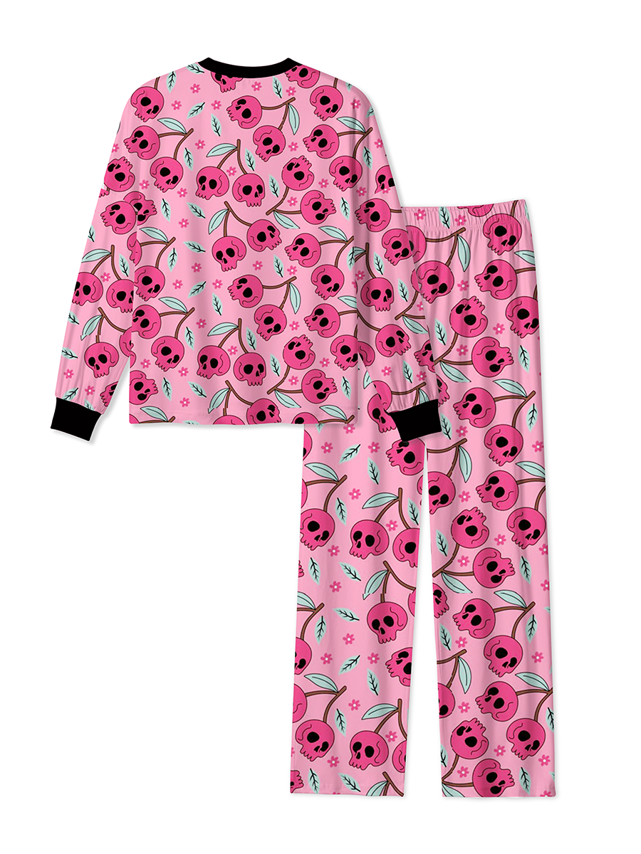 Vintage Quirky Skulls and Leaf Cherries Creative Pajamas
