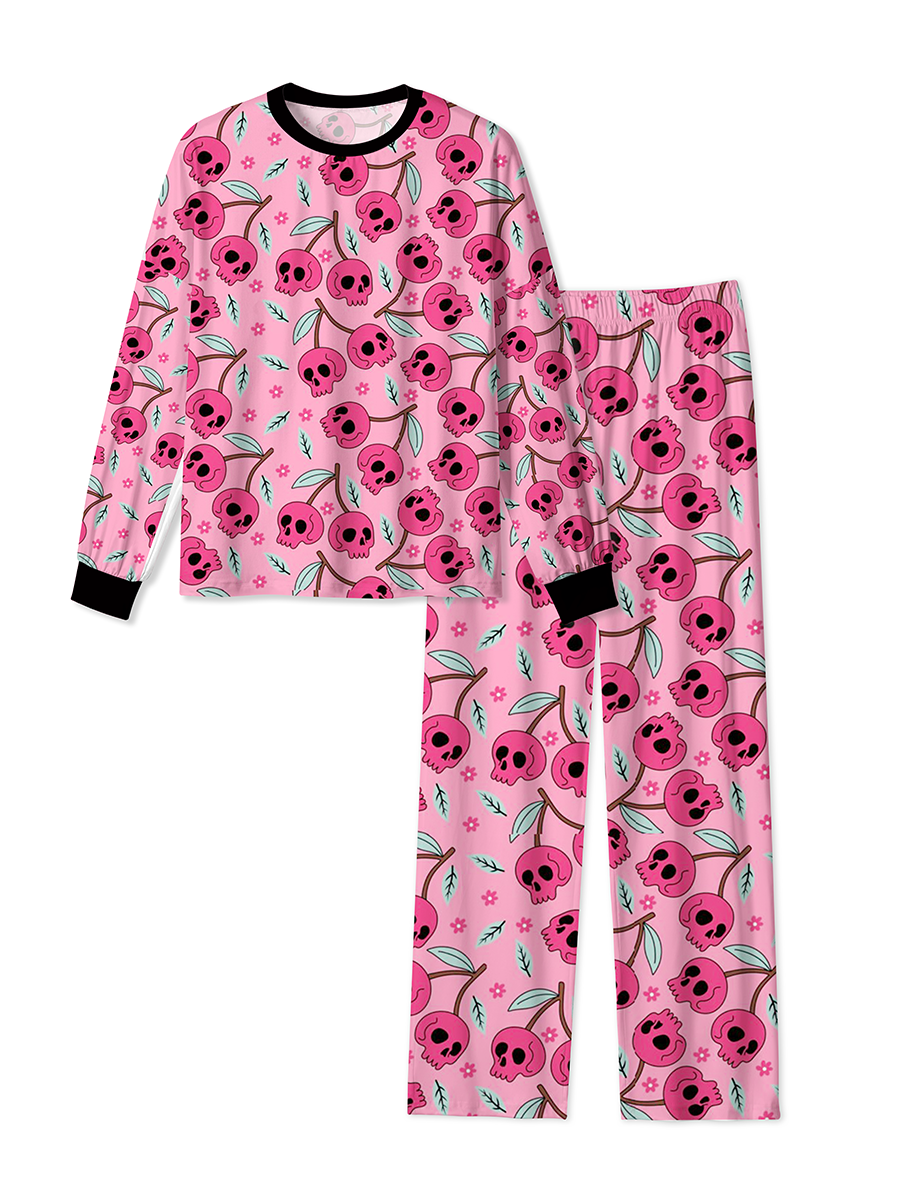 Vintage Quirky Skulls and Leaf Cherries Creative Pajamas