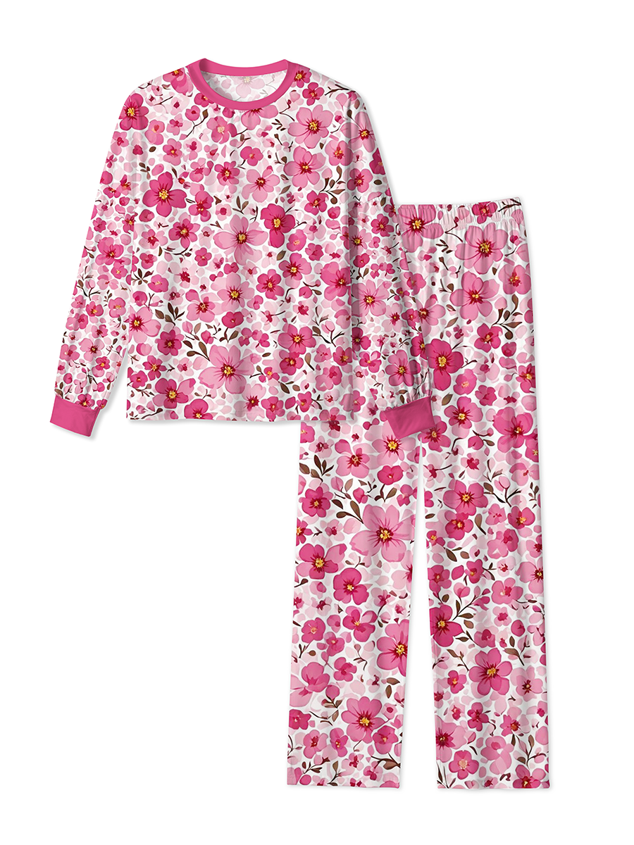 Vintage Crimson Small Floral Pajamas