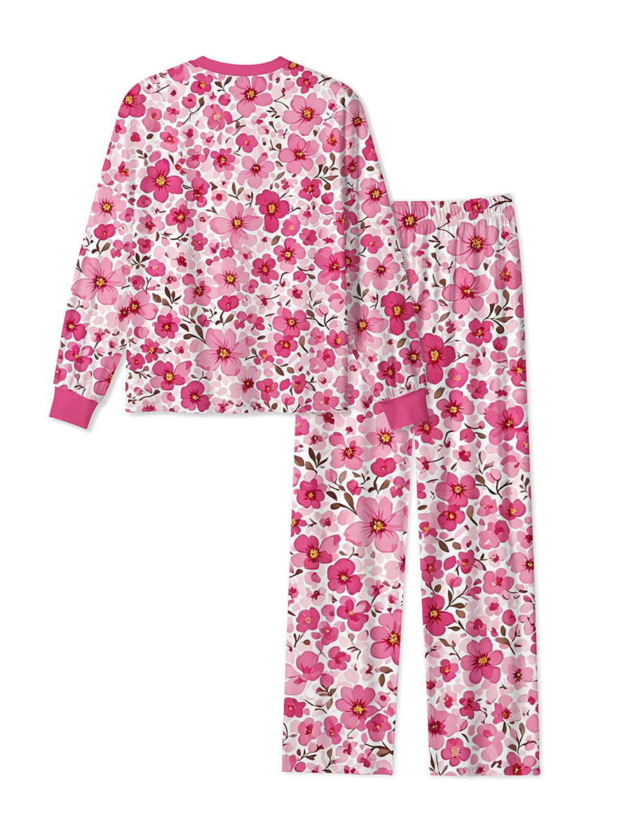 Vintage Crimson Small Floral Pajamas