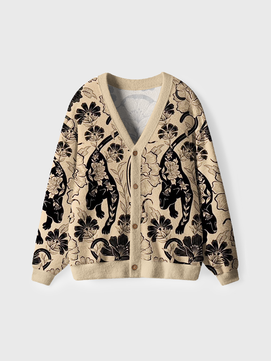 Vintage Wild Panther Garden Cardigan Sweaters