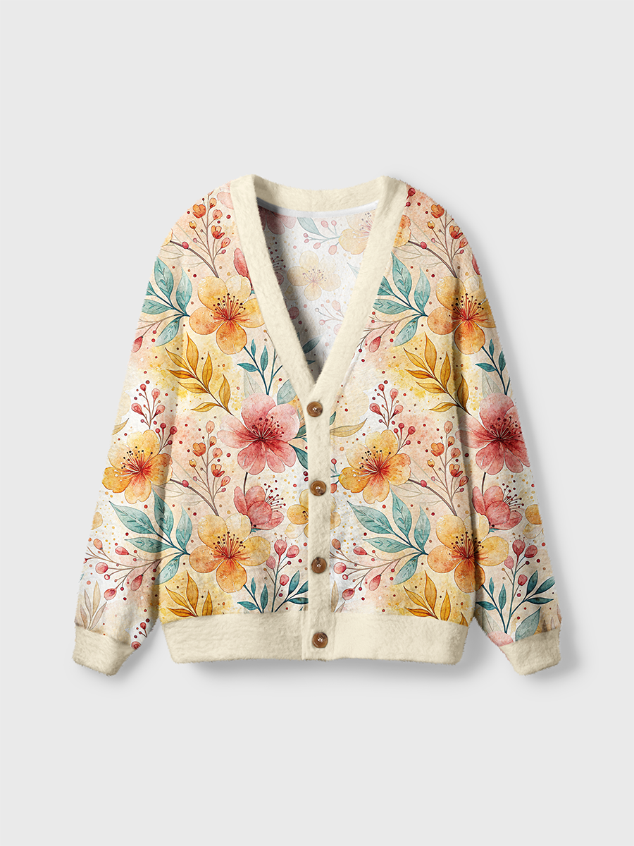 Vintage Autumn Floral Branch Pop Cute Cardigan Sweaters
