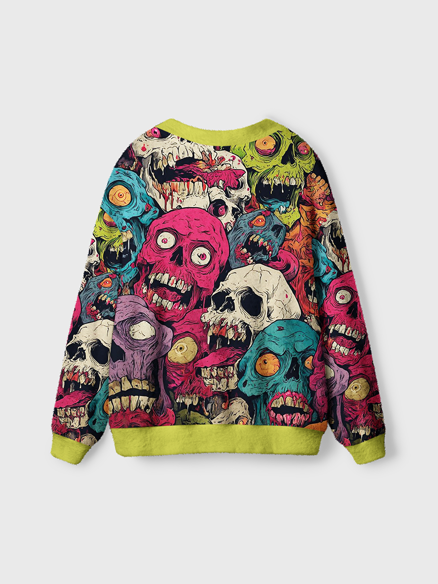 Vintage Psychedelic Zombie Skull Cardigan Sweaters