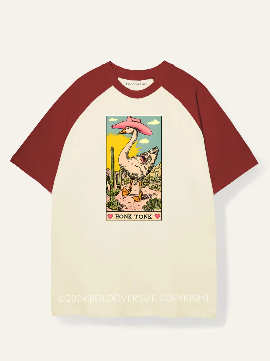 Vintage Honk Tonk Goose Raglan Short Sleeve T-Shirt