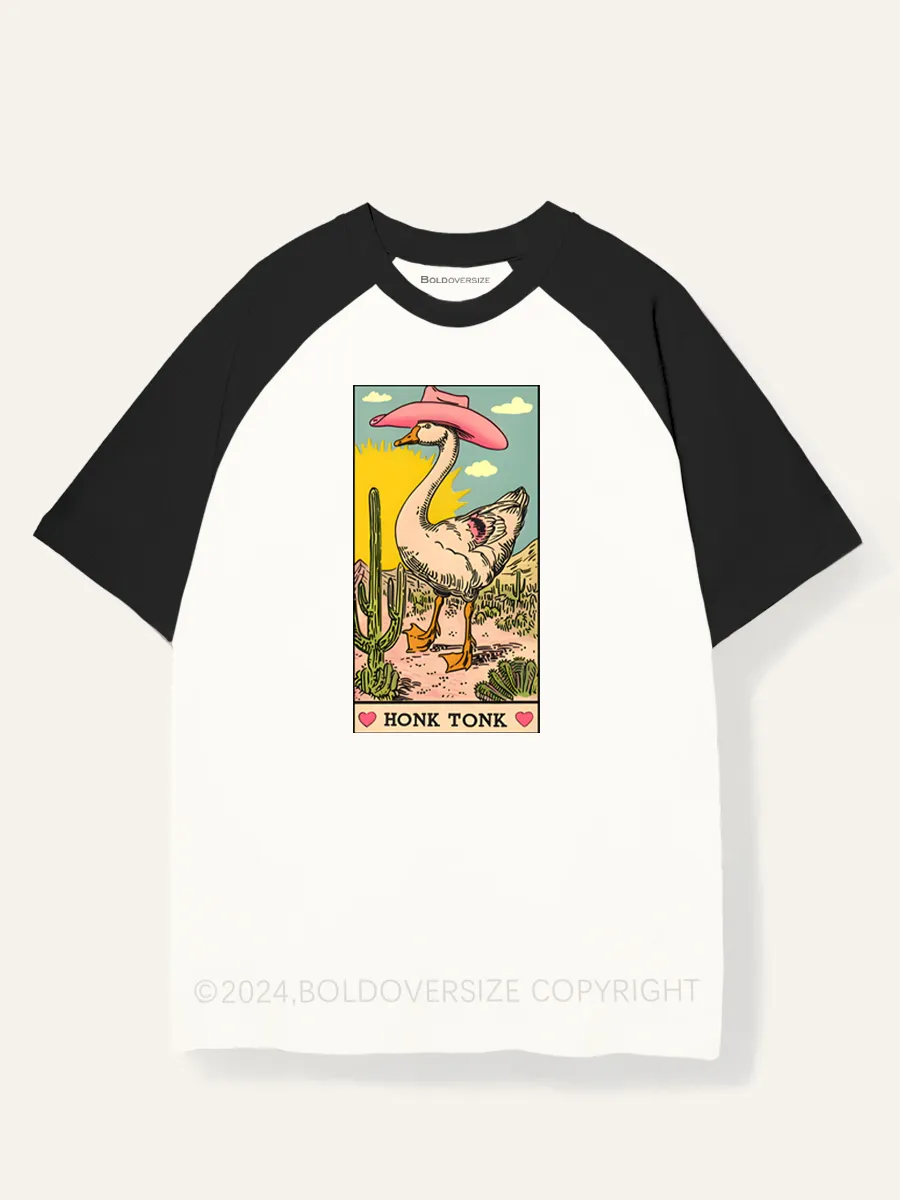 Vintage Honk Tonk Goose Raglan Short Sleeve T-Shirt