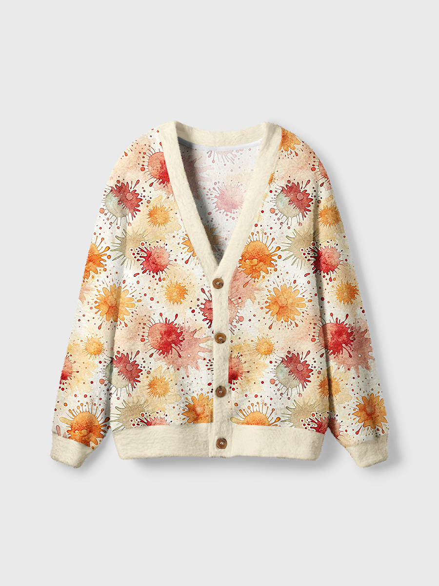 Vintage Abstract Watercolor Splash Pop Cute Cardigan Sweaters