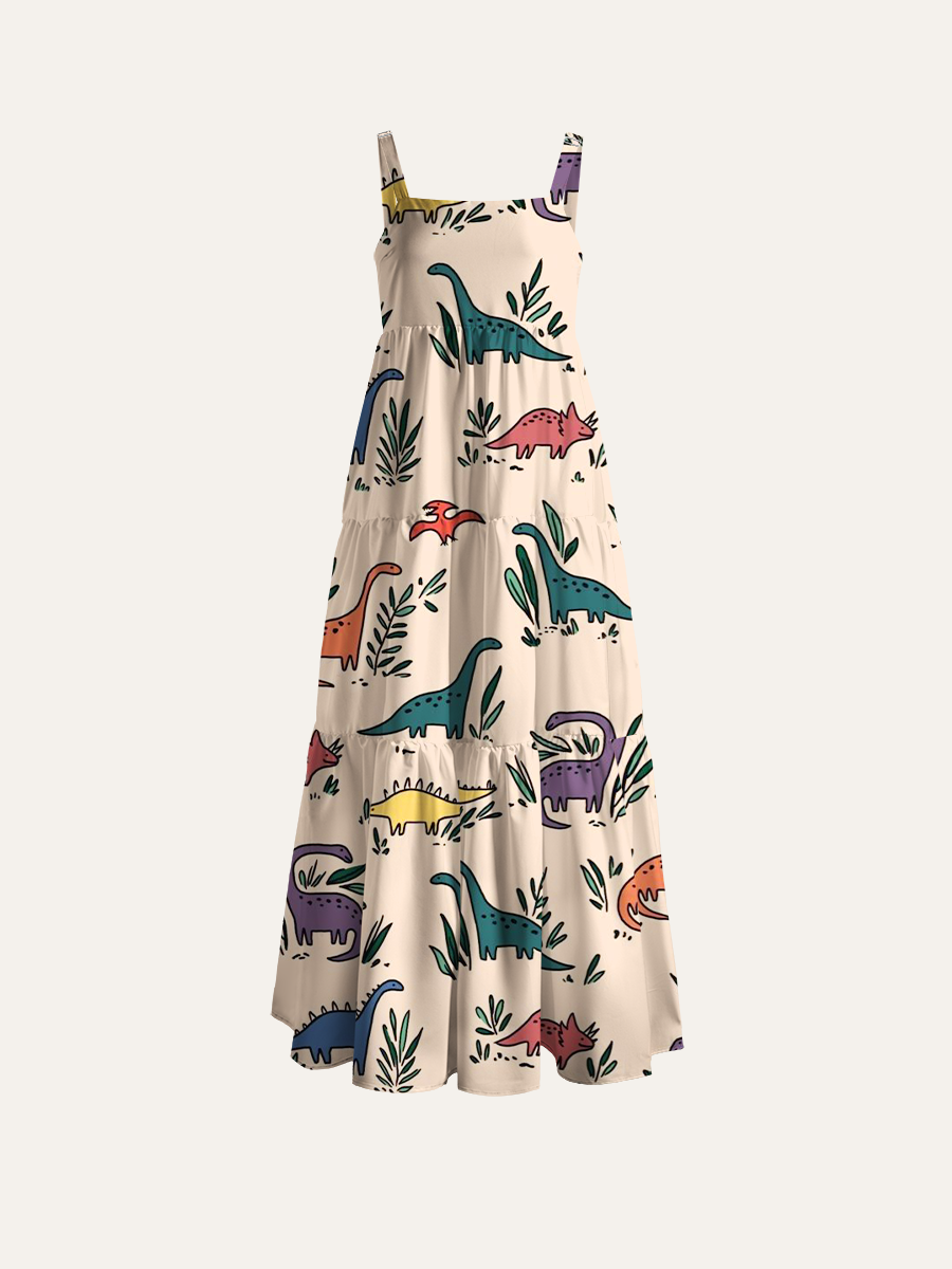 Celestial Book Cats Adjustable Wide Straps Maxi Dress