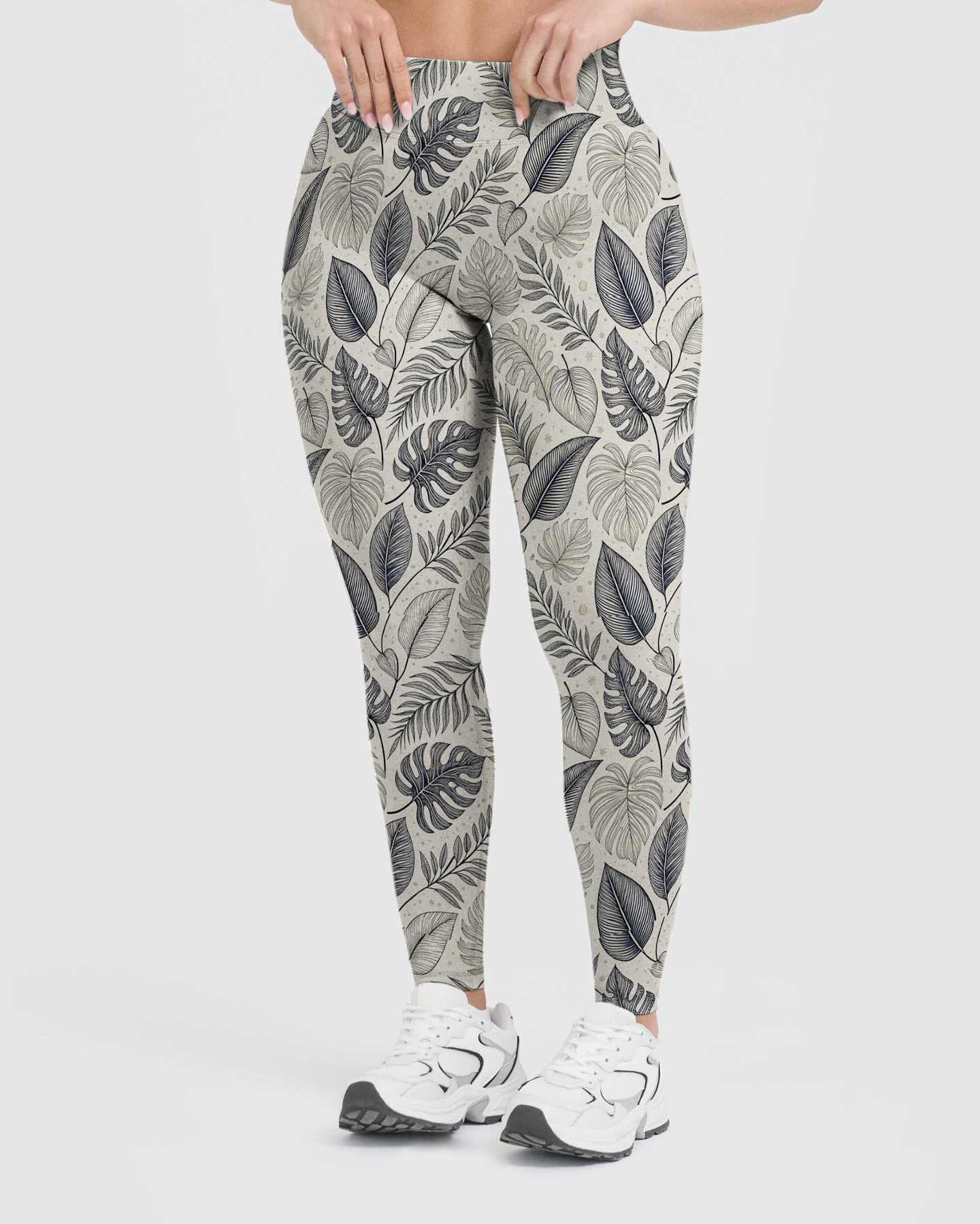 Vintage Plain Leaves Leggings