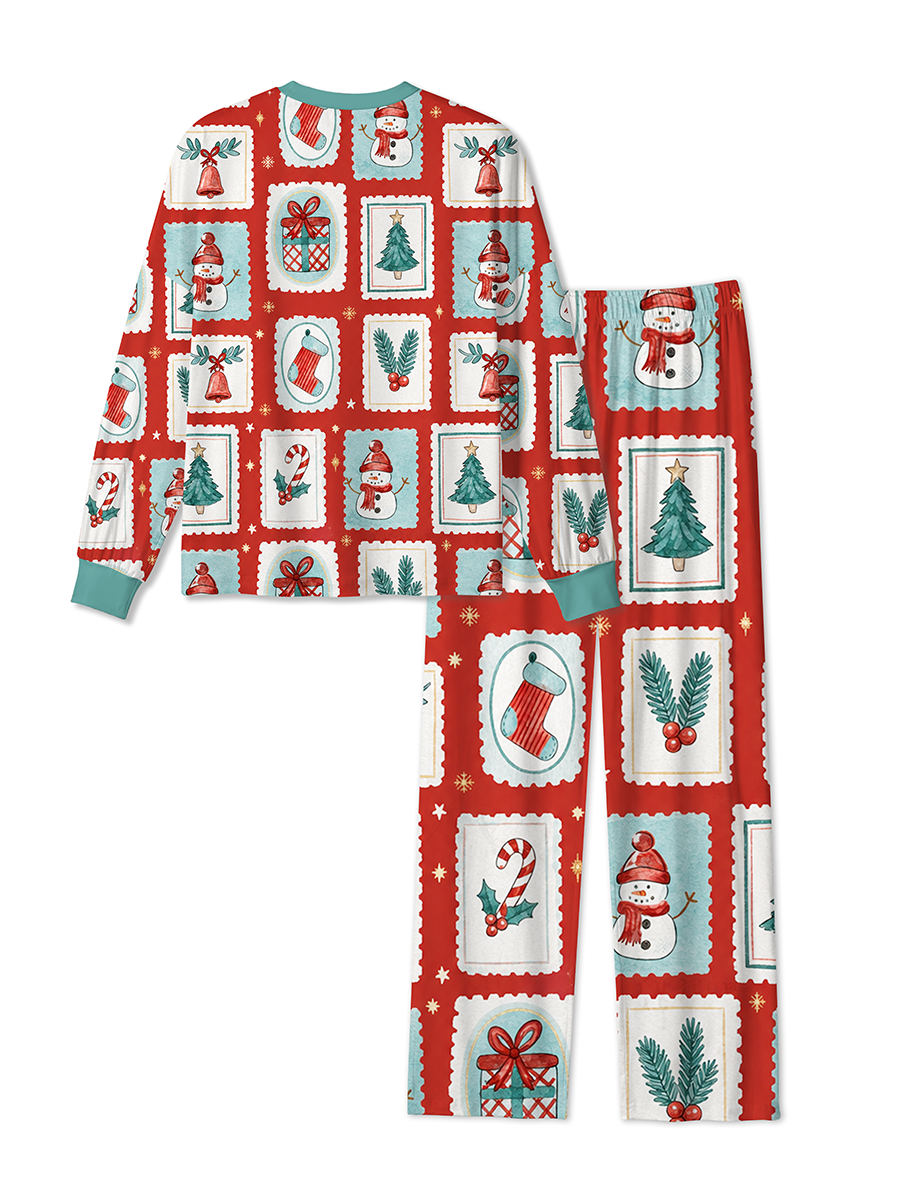 Vintage Classic Christmas Stamp Collage Holiday Pajamas