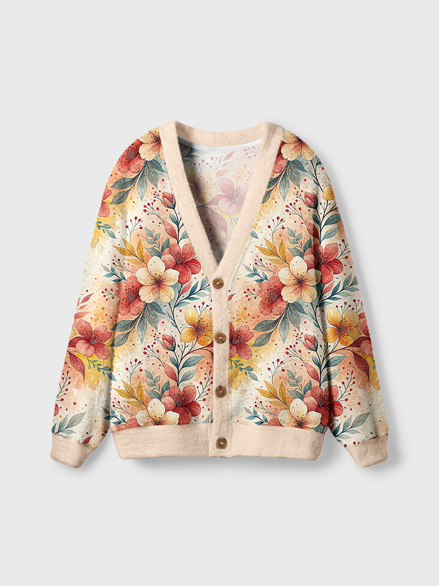 Vintage Peach Flower Floral Pop Cute Cardigan Sweaters