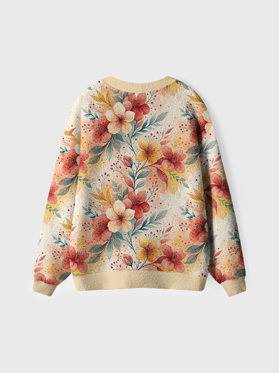 Vintage Peach Flower Floral Pop Cardigan Sweaters