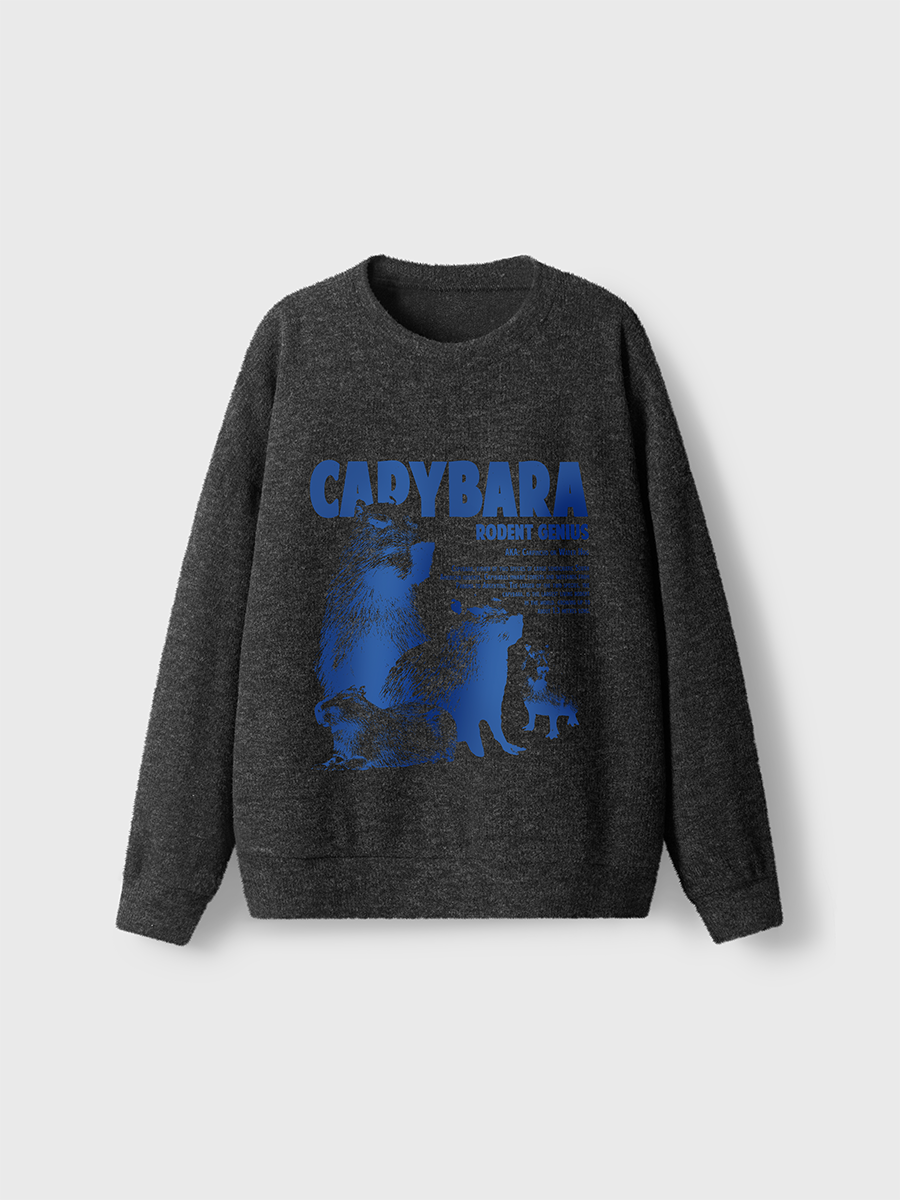 Vintage Capybara Rodent Genius Fuzzy Sweater