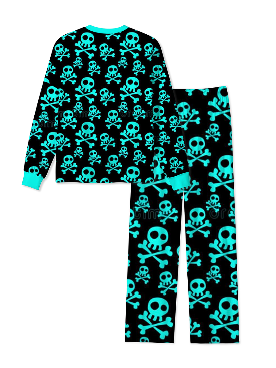 Vintage Dark Punk Style Skulls and Crossbones Pajamas