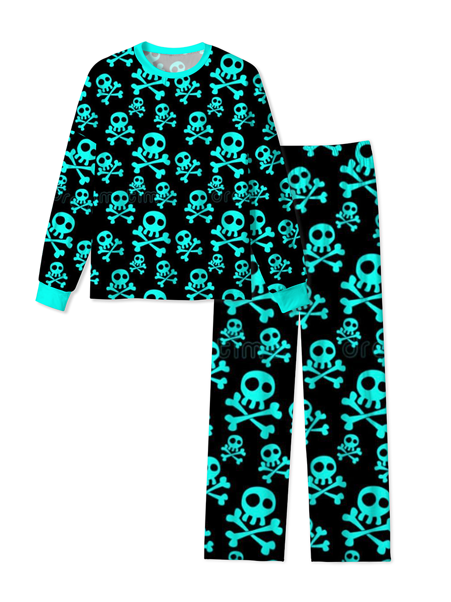 Vintage Dark Punk Style Skulls and Crossbones Pajamas