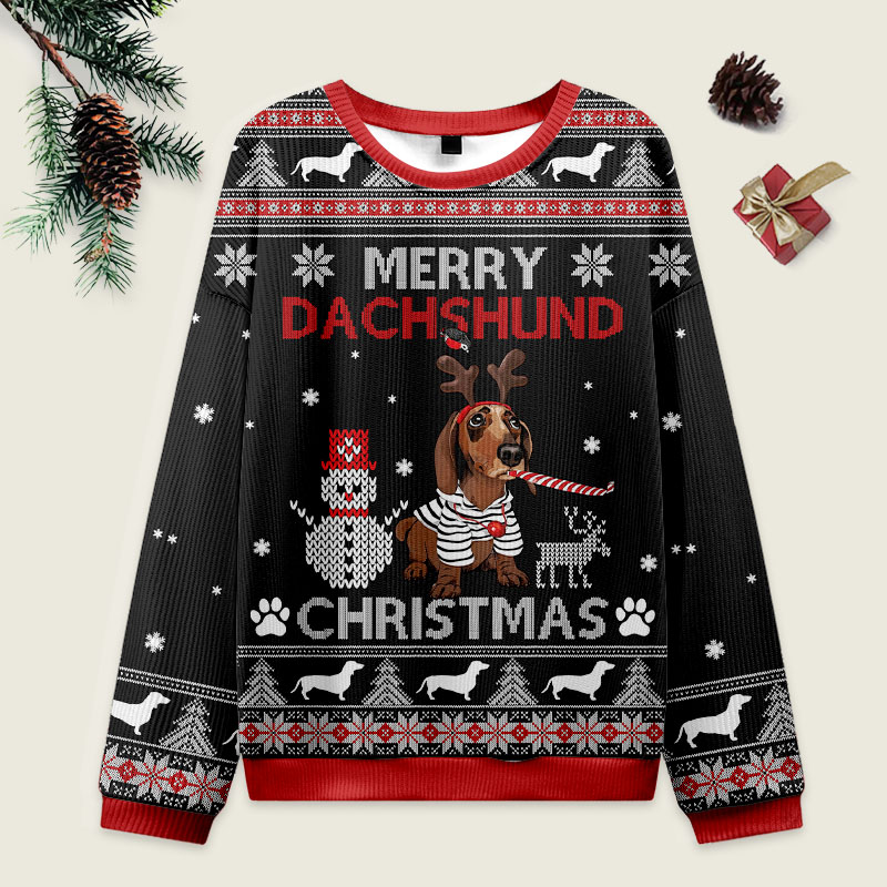 Vintage Merry Dachshund Ugly Christmas Sweater