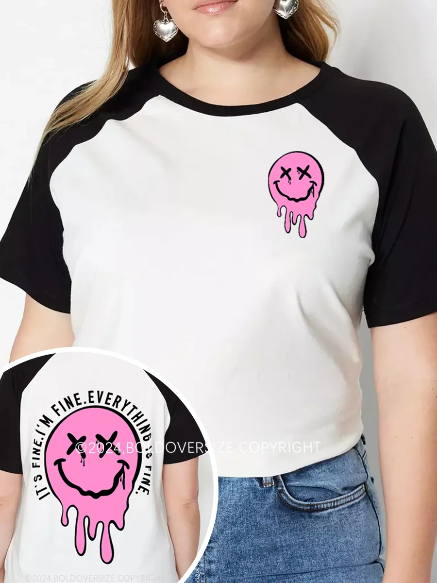 Vintage It's Fine I'm Fine Raglan Short Sleeve T-Shirt