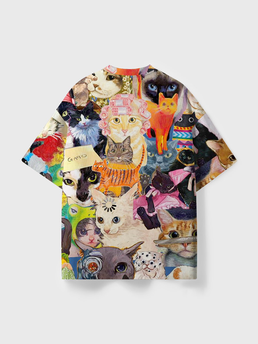 Vintage Cat Collage Print All Over Print T-Shirt