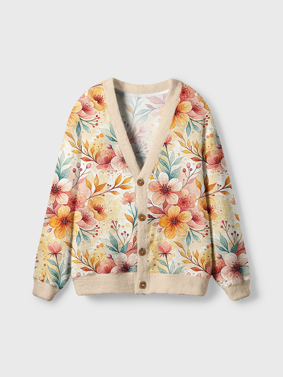 Vintage Soft Warm Floral Pop Cute Cardigan Sweaters